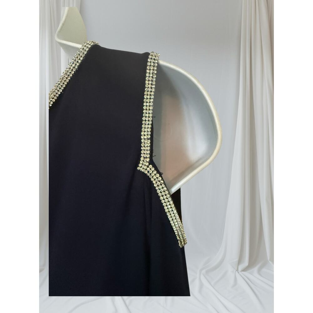MSK Navy Rhinestone Cold Shoulder Cape Dress Keyhole L Formal - Picture 5 of 6